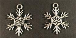 Antiqued Silver Snowflake Charms - Set of 6