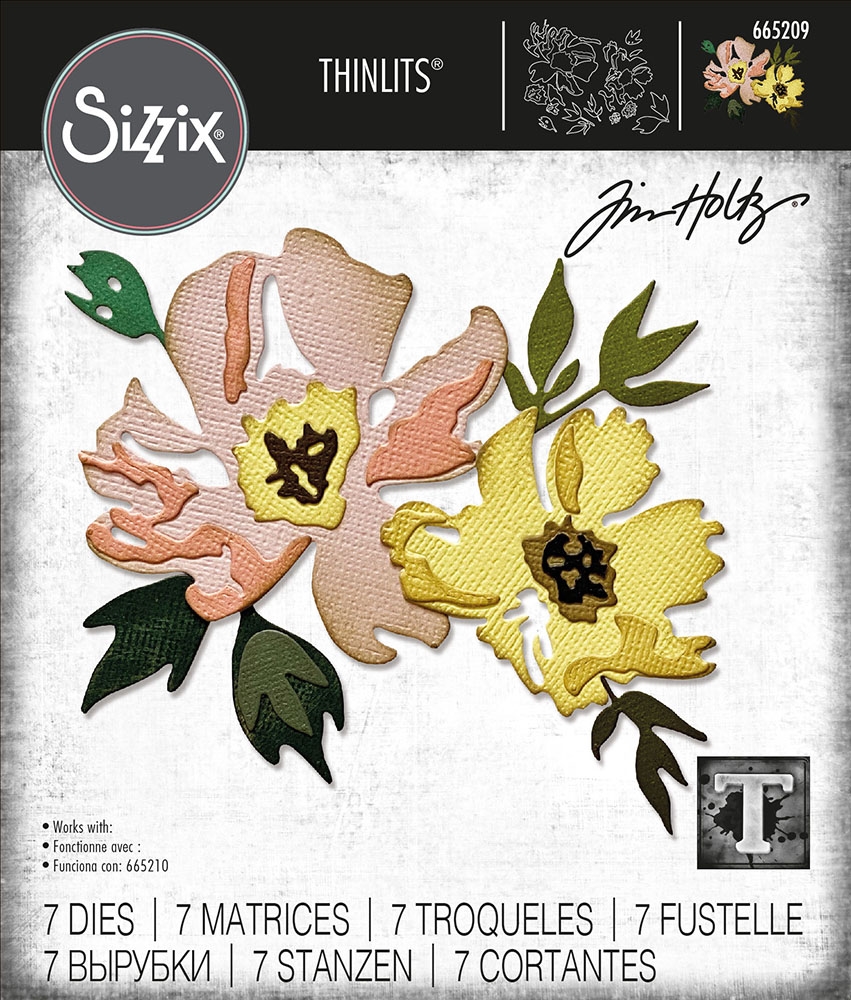 Sizzix Chapter 1 Tim Holtz Thinlits Die Set - Brushstroke Flowers #1 665209