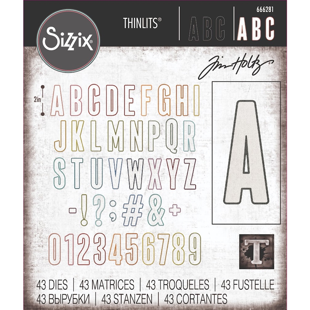 Sizzix Everyday Collection Tim Holtz Thinlits Die Set - Alphanumeric ...